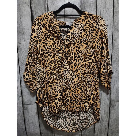 New Directions Leopard Print Blouse - Picture 1 of 3